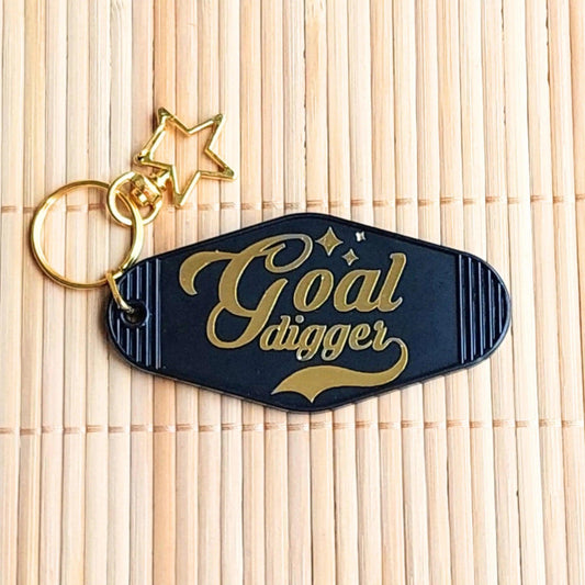 'Goal Digger' Motivational Quote Black and Gold Keychain - Home Sweet Soul