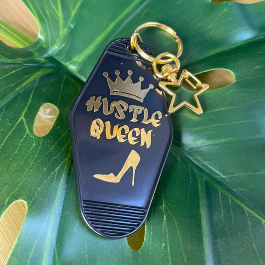'Hustle Queen' Black and Gold Motel Keychain - Home Sweet Soul