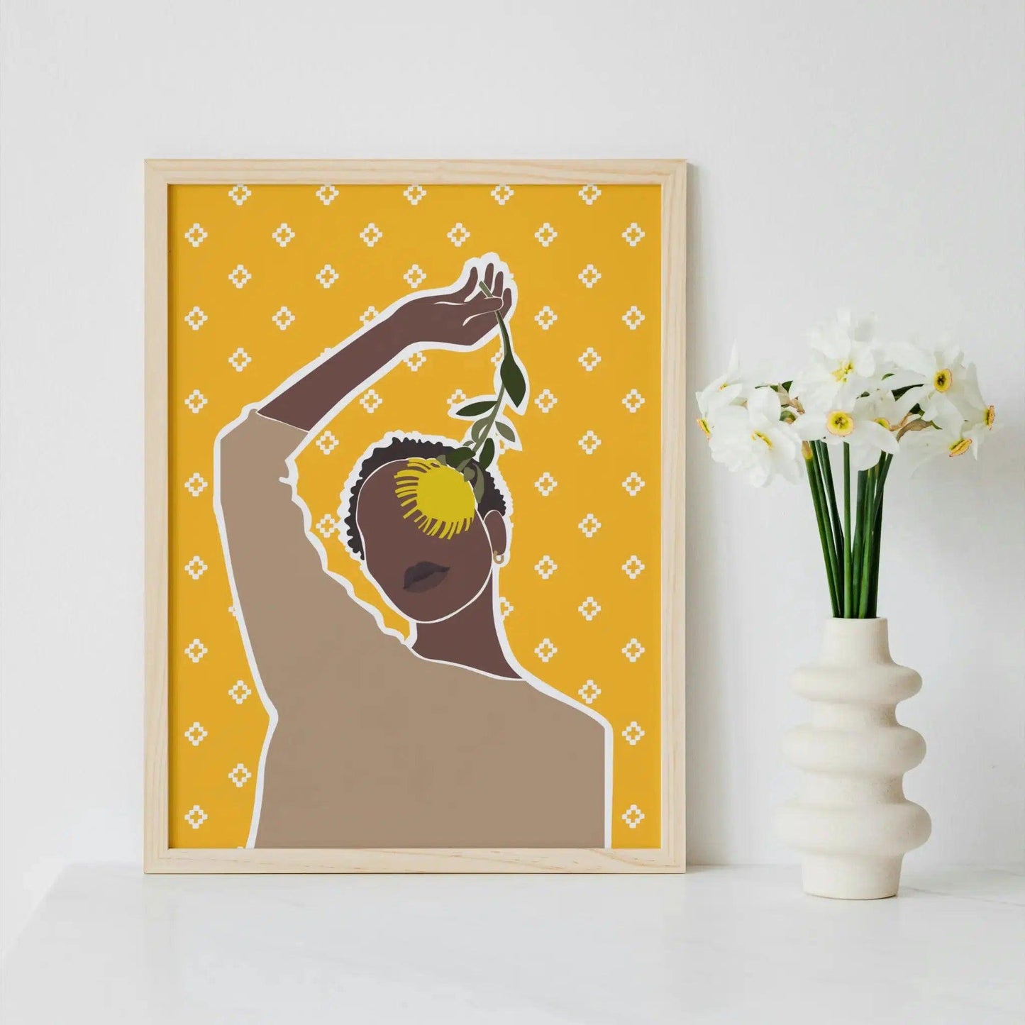 Sunflower & Grace - Afrocentric Abstract Yellow Poster - Home Sweet Soul