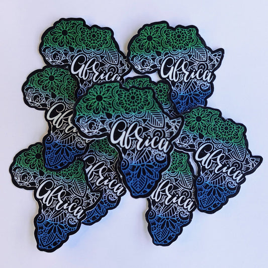 Africa Mandala Map Sticker (Blue,White & Green)