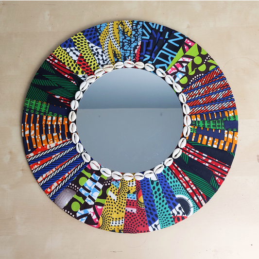 We Are One | Handmade Ankara Patchwork Wall Mirror | 40cm