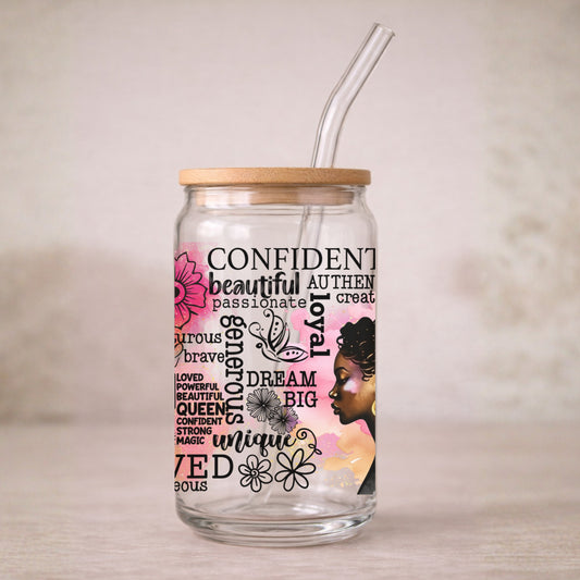 In Her Own Words - 16oz Glass Libbey Can Afrocentric Affirmation