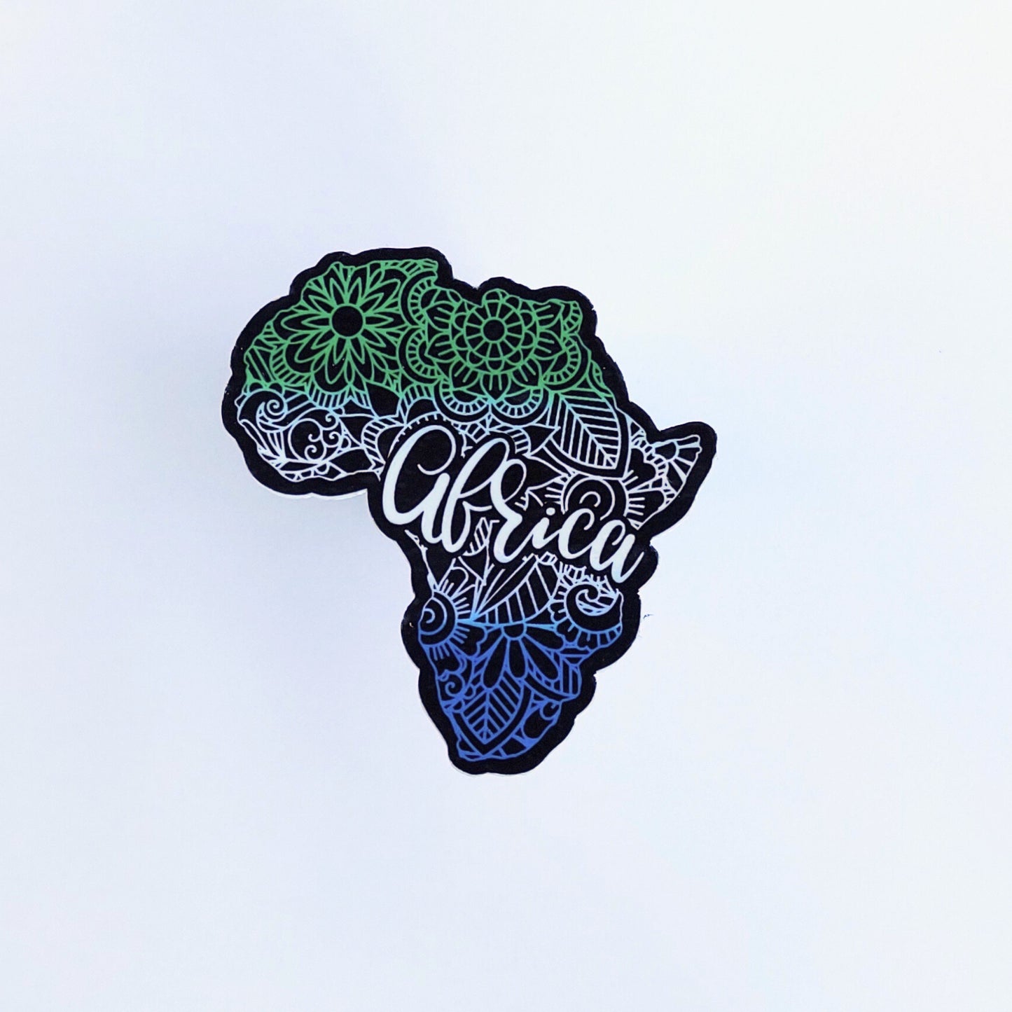 Africa Mandala Map Sticker (Blue,White & Green)