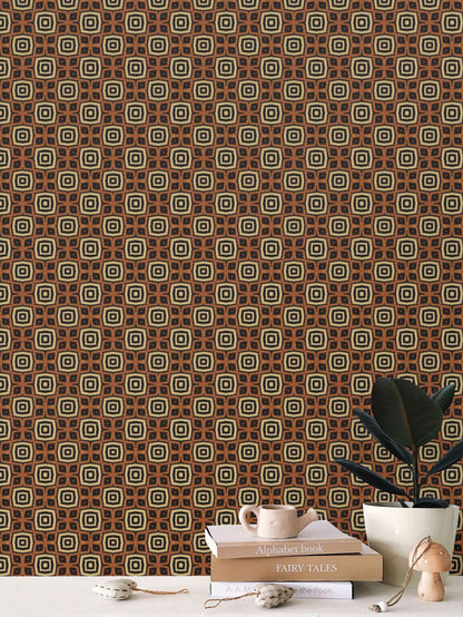 Burnt Clay Mosaic Patterned Wallpaper - Home Sweet Soul