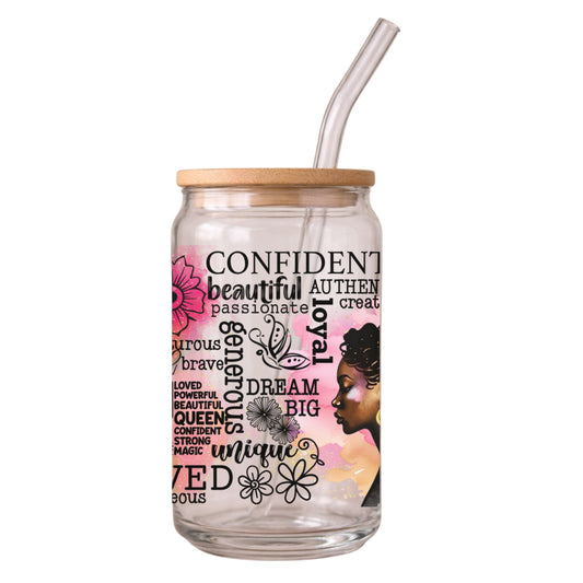 In Her Own Words - 16oz Glass Libbey Can Afrocentric Affirmation