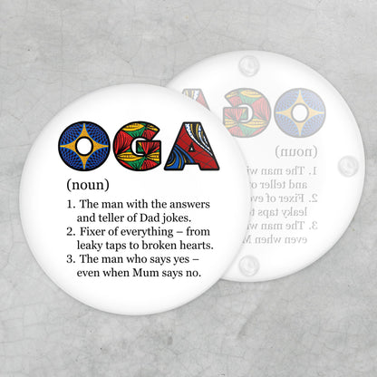 'Oga' Definition Coaster – Afrocentric Glass Gift