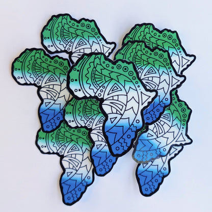 Africa Gradient Map Sticker (Blue,White & Green)