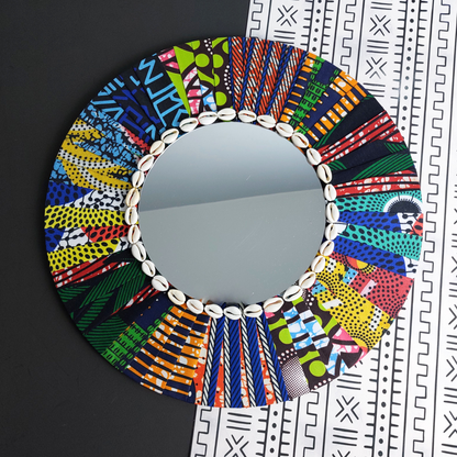We Are One | Handmade Ankara Patchwork Wall Mirror | 40cm