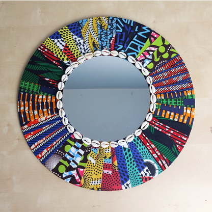 We Are One | Handmade Ankara Patchwork Wall Mirror | 40cm