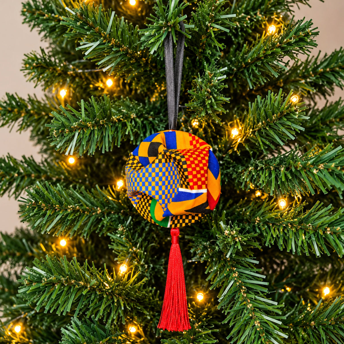 African Print Christmas Bauble | Handmade Ankara Hanging Decoration