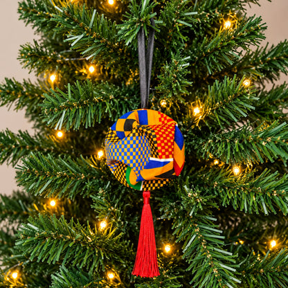 African Print Christmas Bauble | Handmade Ankara Hanging Decoration