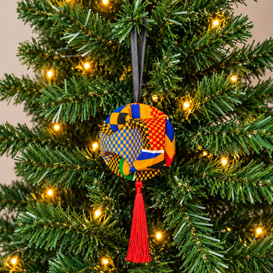 African Print Christmas Bauble | Handmade Ankara Hanging Decoration