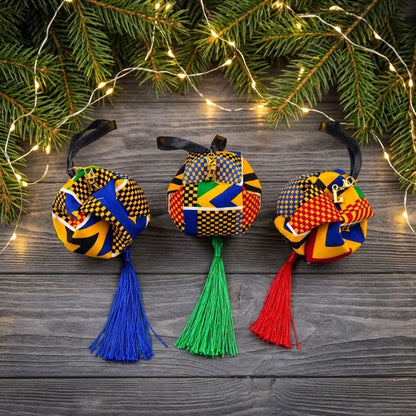 African Print Christmas Bauble | Handmade Ankara Hanging Decoration