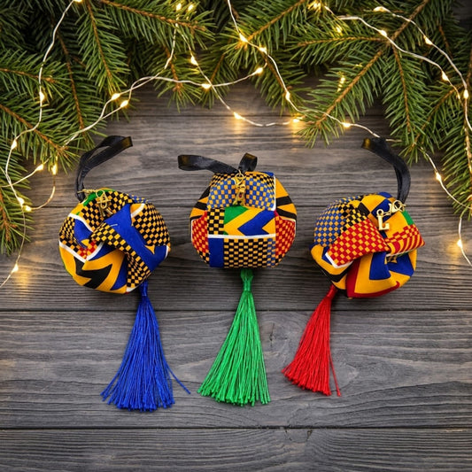 African Print Christmas Bauble | Handmade Ankara Hanging Decoration