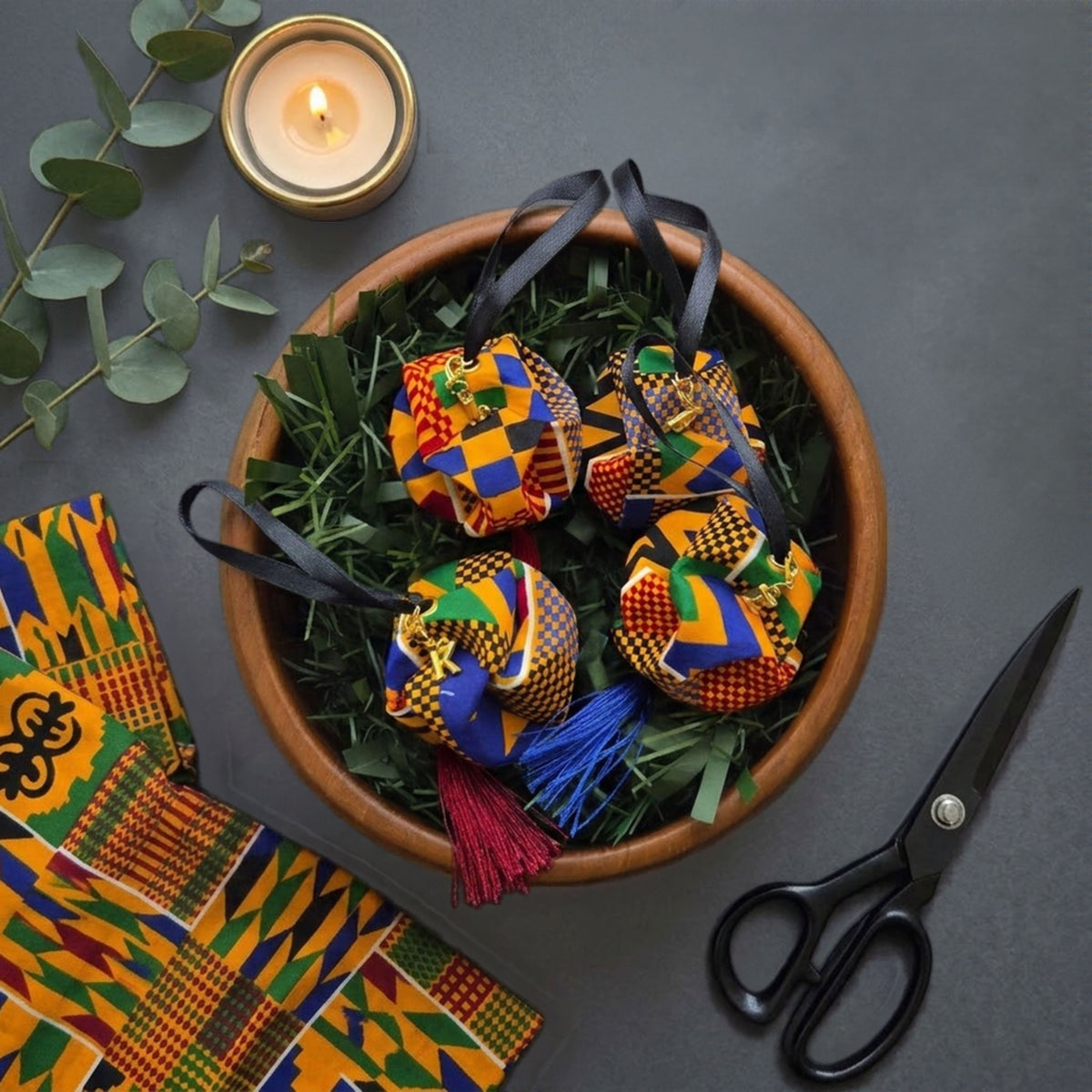 African Print Christmas Bauble | Handmade Ankara Hanging Decoration