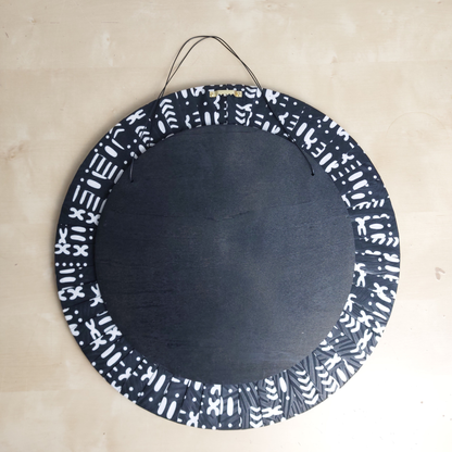 Noir Absolu | Handmade Bogolan-Inspired Wall Mirror | 40cm