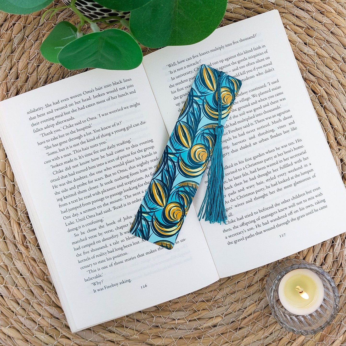 Catumbela Teal - Aluminium Afrocentric Bookmark Double Sided