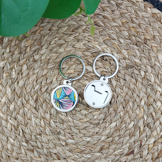 Coral Echoes Afrocentric Bottle Opener Keyring
