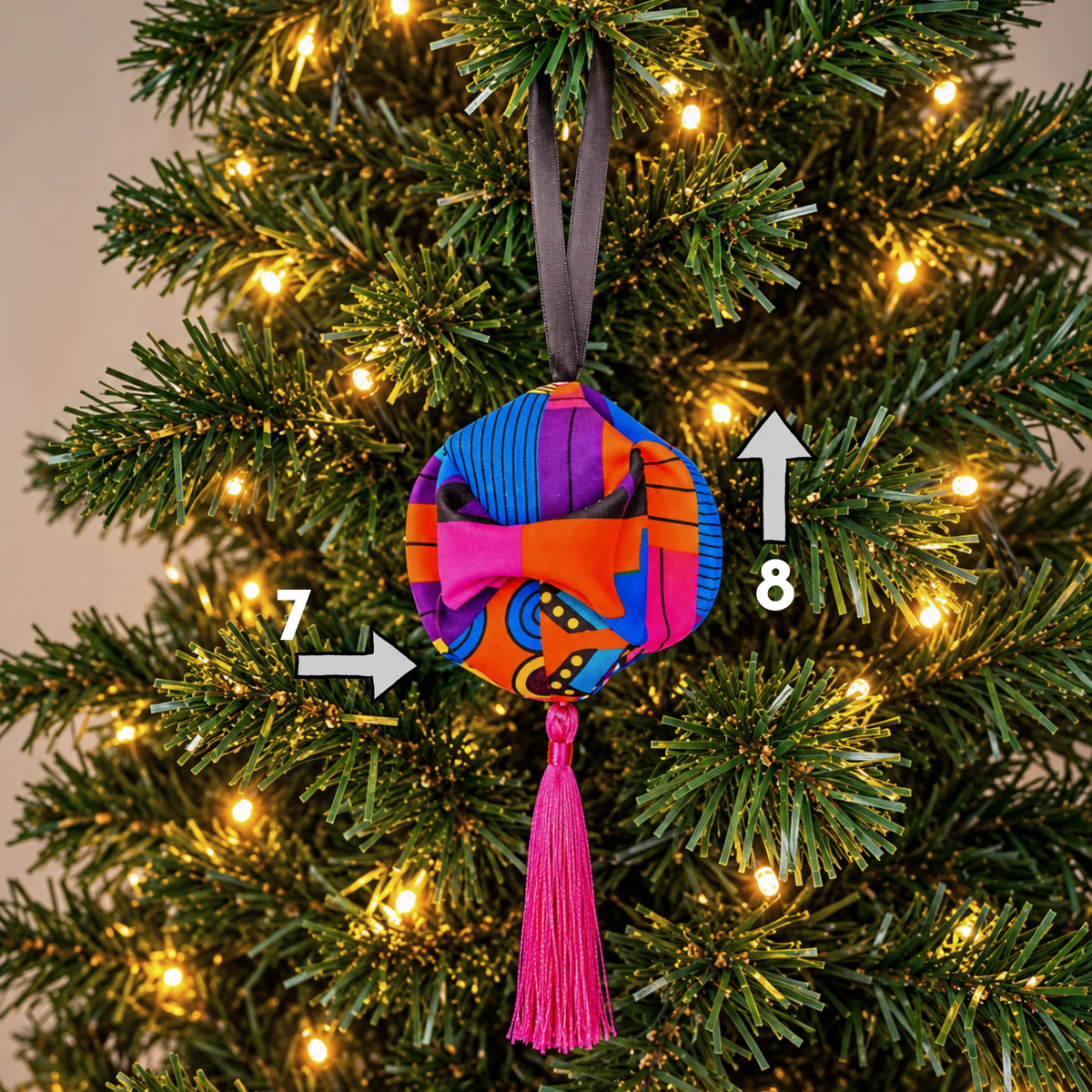 Pink African Print Christmas Bauble | Handmade Kente Hanging Decoration