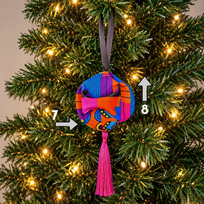 Pink African Print Christmas Bauble | Handmade Kente Hanging Decoration